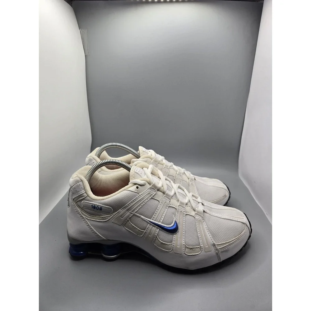 Vintage 2008 Nike Shox NZ White/Blue Running Shoes Women's Size 9 Sneakers...